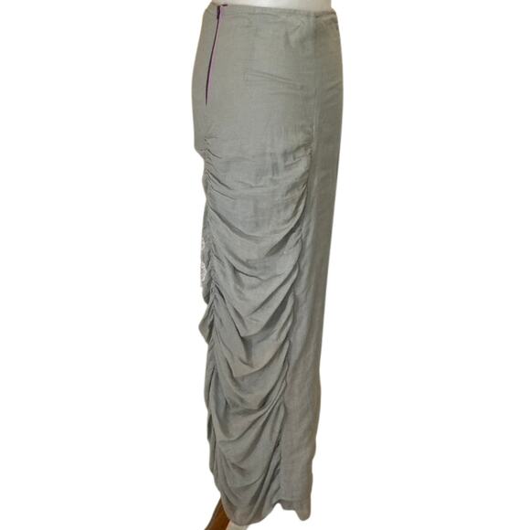 Vintage Y2K rbyme Gray Ruched Back Maxi Skirt – Double Layer Cotton XS - Picture 5 of 6